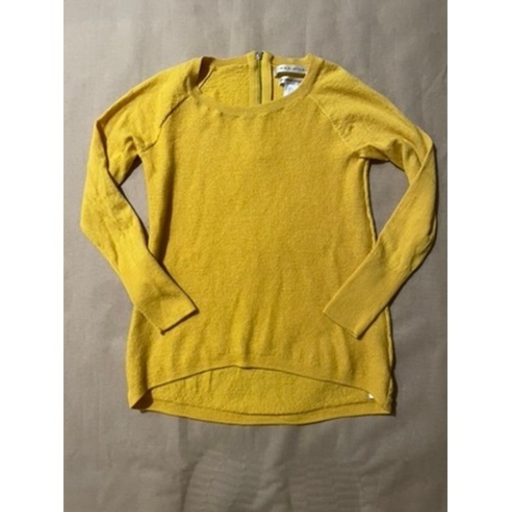 Max Studio Extra Fine Merino Wool Sz S Mustard Yellow Classic Elevated Basic